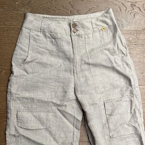 OndadeMar Linen Cargo Pants Wide Leg Resort Beach Neutral Size M